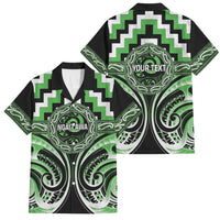 Aotearoa Ngati Awa Personalised Family Matching Mermaid Dress and Hawaiian Shirt Maori Iwi Poutama Puhoro Tattoo LT14 Dad's Shirt - Short Sleeve Green - Polynesian Pride