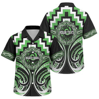 Aotearoa Ngati Awa Personalised Family Matching Summer Maxi Dress and Hawaiian Shirt Maori Iwi Poutama Puhoro Tattoo LT14 Son's Shirt Green - Polynesian Pride
