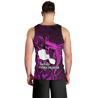 French Polynesia Tahiti Men Tank Top Polynesian Shark Tattoo With Hibiscus Pink Version LT14 - Polynesian Pride
