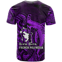 French Polynesia Bora Bora T Shirt Polynesian Shark Tattoo With Hibiscus Purple Version LT14 - Polynesian Pride