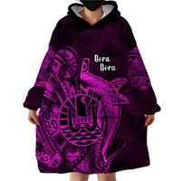 French Polynesia Bora Bora Wearable Blanket Hoodie Polynesian Shark Tattoo With Hibiscus Pink Version LT14 - Polynesian Pride
