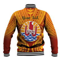 Personalised French Polynesia Baseball Jacket Coat Of Arms With Polynesian Plumeria LT14 - Polynesian Pride