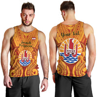 Personalised French Polynesia Men Tank Top Coat Of Arms With Polynesian Plumeria LT14 - Polynesian Pride