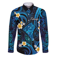 Tokelau Fakaofo Atoll Family Matching Long Sleeve Bodycon Dress and Hawaiian Shirt Polynesian Tattoo Plumeria With Map
