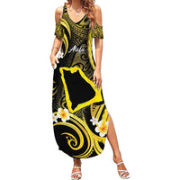 Tokelau Atafu Atoll Family Matching Summer Maxi Dress and Hawaiian Shirt Polynesian Tattoo Plumeria With Map