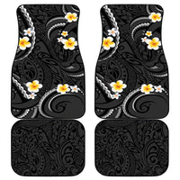Black And Gray Car Mats Curves Polynesian Tattoo Mix Plumeria Flowers