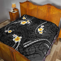 Black And Gray Quilt Curves Polynesian Tattoo Mix Plumeria Flowers