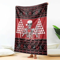 Personalized Hawaii Skull Christmas Blanket Mele Kalikimaka Hawaiian Kakau - Polynesian Pride