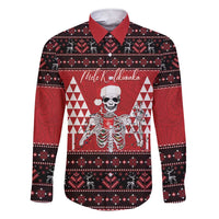 Personalized Hawaii Skull Christmas Family Matching Short Sleeve Bodycon Dress and Hawaiian Shirt Mele Kalikimaka Hawaiian Kakau - Polynesian Pride