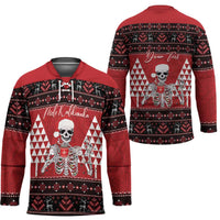 Personalized Hawaii Skull Christmas Hockey Jersey Mele Kalikimaka Hawaiian Kakau LT14 - Polynesian Pride