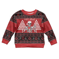Personalized Hawaii Skull Christmas Kid Ugly Christmas Sweater Mele Kalikimaka Hawaiian Kakau LT14 Kid Red - Polynesian Pride