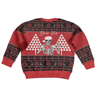 Personalized Hawaii Skull Christmas Kid Ugly Christmas Sweater Mele Kalikimaka Hawaiian Kakau LT14 - Polynesian Pride