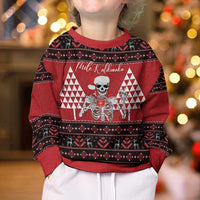 Personalized Hawaii Skull Christmas Kid Ugly Christmas Sweater Mele Kalikimaka Hawaiian Kakau LT14 - Polynesian Pride