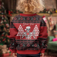 Personalized Hawaii Skull Christmas Kid Ugly Christmas Sweater Mele Kalikimaka Hawaiian Kakau LT14 - Polynesian Pride
