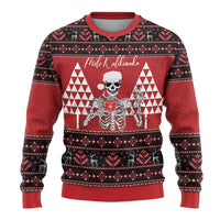 Personalized Hawaii Skull Christmas Ugly Christmas Sweater Mele Kalikimaka Hawaiian Kakau LT14 - Polynesian Pride