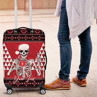 Personalized Hawaii Skull Christmas Luggage Cover Mele Kalikimaka Hawaiian Kakau - Polynesian Pride