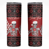 Personalized Hawaii Skull Christmas Skinny Tumbler Mele Kalikimaka Hawaiian Kakau - Polynesian Pride
