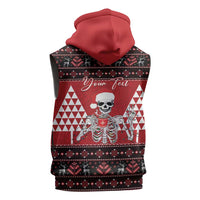Personalized Hawaii Skull Christmas Sleeveless Hoodie Mele Kalikimaka Hawaiian Kakau LT14 - Polynesian Pride