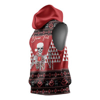 Personalized Hawaii Skull Christmas Sleeveless Hoodie Mele Kalikimaka Hawaiian Kakau LT14 - Polynesian Pride