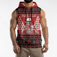 Personalized Hawaii Skull Christmas Sleeveless Hoodie Mele Kalikimaka Hawaiian Kakau LT14 - Polynesian Pride