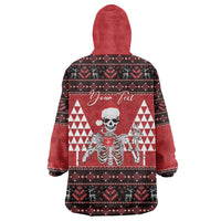Personalized Hawaii Skull Christmas Wearable Blanket Hoodie Mele Kalikimaka Hawaiian Kakau LT14 - Polynesian Pride