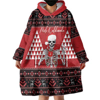 Personalized Hawaii Skull Christmas Wearable Blanket Hoodie Mele Kalikimaka Hawaiian Kakau LT14 - Polynesian Pride