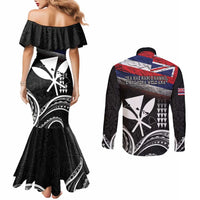 Hawaii Independence Day Couples Matching Mermaid Dress and Long Sleeve Button Shirt La Kuokoa - Happy 28th November