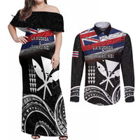 Hawaii Independence Day Couples Matching Off Shoulder Maxi Dress and Long Sleeve Button Shirt La Kuokoa - Happy 28th November