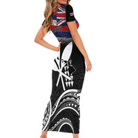 Hawaii Independence Day Short Sleeve Bodycon Dress La Kuokoa - Happy 28th November LT14 - Polynesian Pride