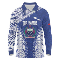 Toa Samoa Rugby Custom Long Sleeve Polo Shirt Go Champions Pacific Samoan Pattern - Polynesian Pride