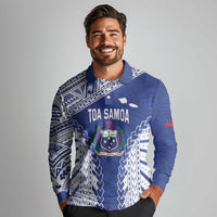 Toa Samoa Rugby Custom Long Sleeve Polo Shirt Go Champions Pacific Samoan Pattern - Polynesian Pride