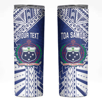 Toa Samoa Rugby Custom Skinny Tumbler Go Champions Pacific Samoan Pattern - Polynesian Pride