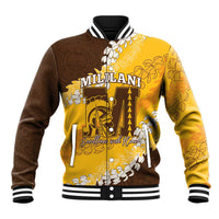Personalized Mililani Hawaii High School Baseball Jacket Puakenikeni Lei Hawaiian Pattern - Polynesian Pride