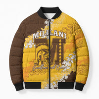 Personalized Mililani Hawaii High School Bomber Puffer Jacket Puakenikeni Lei Hawaiian Pattern - Polynesian Pride