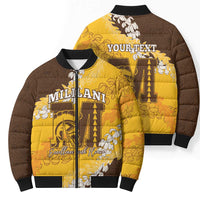 Personalized Mililani Hawaii High School Bomber Puffer Jacket Puakenikeni Lei Hawaiian Pattern - Polynesian Pride