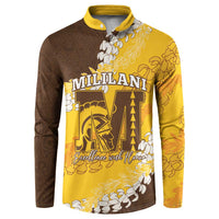 Personalized Mililani Hawaii High School Button Sweatshirt Puakenikeni Lei Hawaiian Pattern - Polynesian Pride