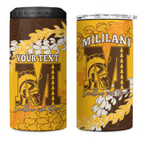 Personalized Mililani Hawaii High School 4 in 1 Can Cooler Tumbler Puakenikeni Lei Hawaiian Pattern LT14 One Size: 16 oz Yellow - Polynesian Pride