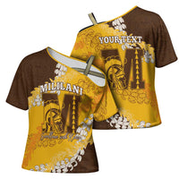 Personalized Mililani Hawaii High School Cross Shoulder Shirt Puakenikeni Lei Hawaiian Pattern - Polynesian Pride