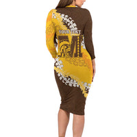 Personalized Mililani Hawaii High School Family Matching Long Sleeve Bodycon Dress and Hawaiian Shirt Puakenikeni Lei Hawaiian Pattern - Polynesian Pride