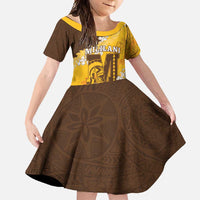 Personalized Mililani Hawaii High School Family Matching Mermaid Dress and Hawaiian Shirt Puakenikeni Lei Hawaiian Pattern LT14 Daughter's Dress Yellow - Polynesian Pride