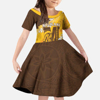 Personalized Mililani Hawaii High School Family Matching Off The Shoulder Long Sleeve Dress and Hawaiian Shirt Puakenikeni Lei Hawaiian Pattern LT14 Daughter's Dress Yellow - Polynesian Pride