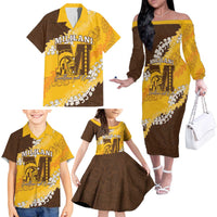 Personalized Mililani Hawaii High School Family Matching Off The Shoulder Long Sleeve Dress and Hawaiian Shirt Puakenikeni Lei Hawaiian Pattern - Polynesian Pride