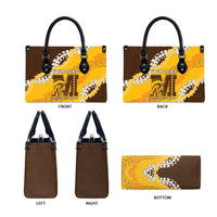 Personalized Mililani Hawaii High School Leather Bag Puakenikeni Lei Hawaiian Pattern - Polynesian Pride