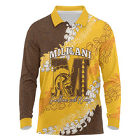 Personalized Mililani Hawaii High School Long Sleeve Polo Shirt Puakenikeni Lei Hawaiian Pattern - Polynesian Pride