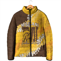 Personalized Mililani Hawaii High School Padded Jacket Puakenikeni Lei Hawaiian Pattern - Polynesian Pride