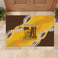 Personalized Mililani Hawaii High School Rubber Doormat Puakenikeni Lei Hawaiian Pattern - Polynesian Pride