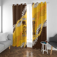 Personalized Mililani Hawaii High School Window Curtain Puakenikeni Lei Hawaiian Pattern LT14 With Grommets Yellow - Polynesian Pride