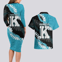 Personalized Kapolei Hawaii High School Couples Matching Long Sleeve Bodycon Dress and Hawaiian Shirt Puakenikeni Lei Hawaiian Pattern LT14 - Polynesian Pride