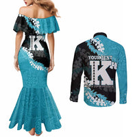 Personalized Kapolei Hawaii High School Couples Matching Mermaid Dress and Long Sleeve Button Shirt Puakenikeni Lei Hawaiian Pattern - Polynesian Pride