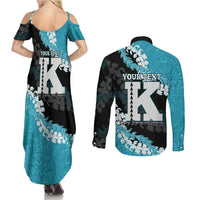 Personalized Kapolei Hawaii High School Couples Matching Summer Maxi Dress and Long Sleeve Button Shirt Puakenikeni Lei Hawaiian Pattern LT14 - Polynesian Pride